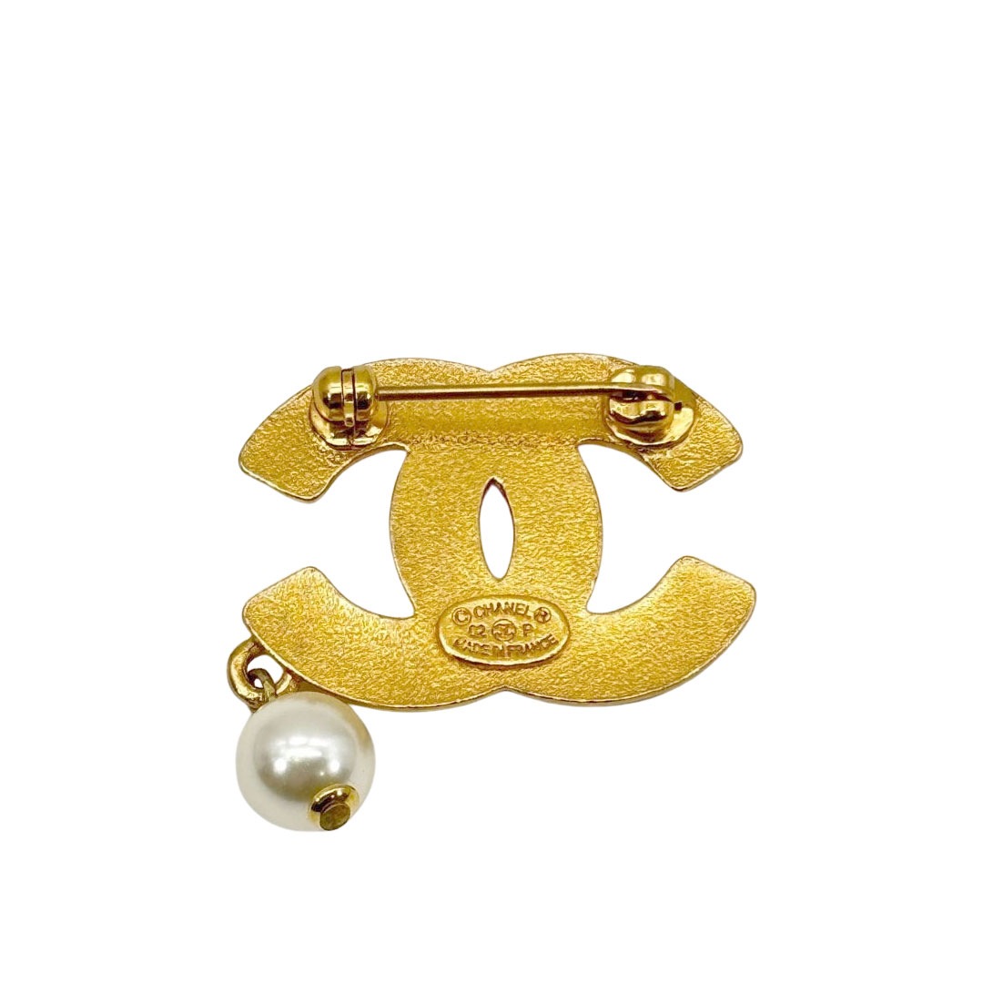 CHANEL シャネル ブローチ ココマーク 一粒パール ラインストーン 02P