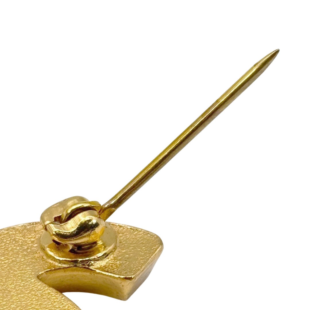 CHANEL シャネル ブローチ ココマーク 一粒パール ラインストーン 02P ゴールド