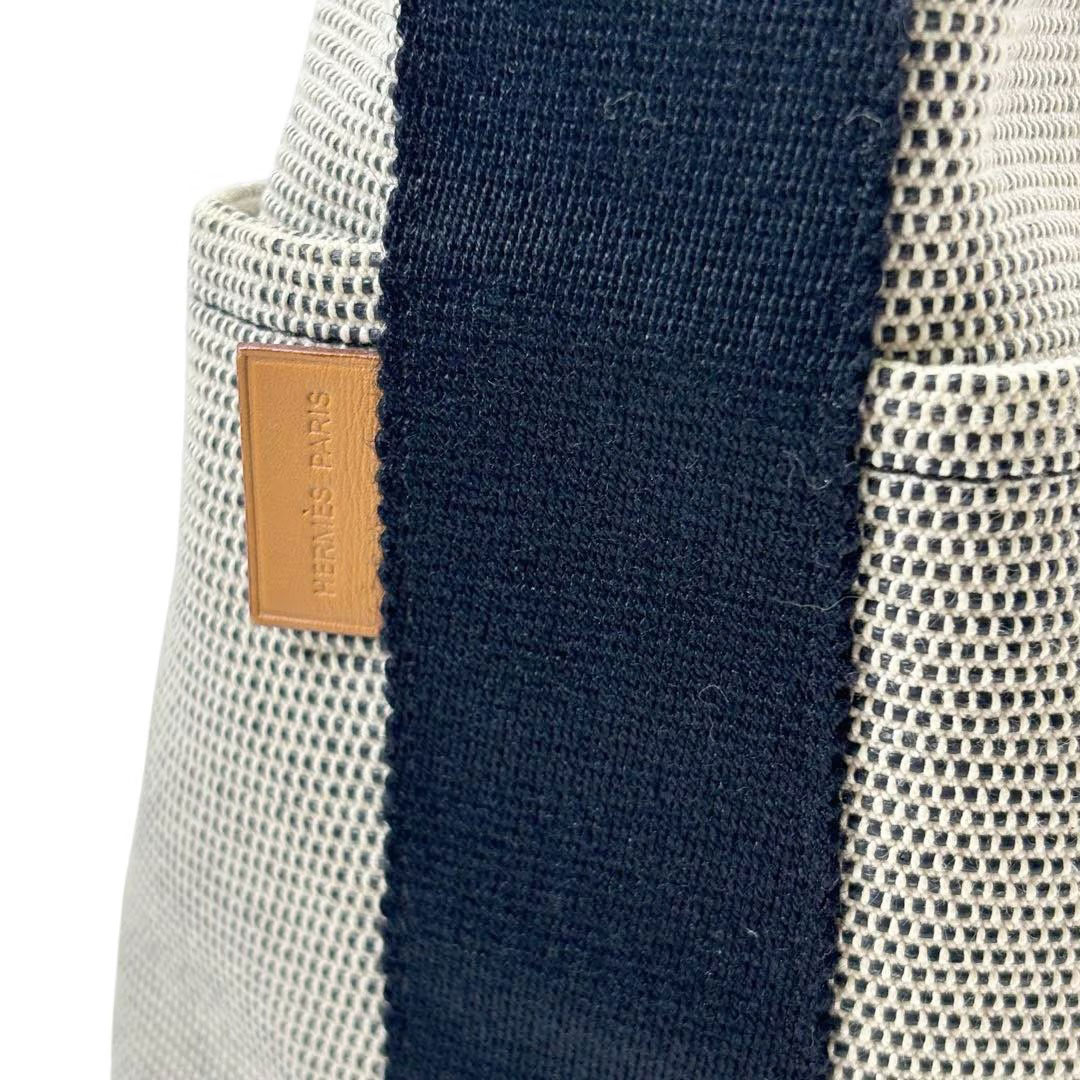 HERMES エルメス ハンドバッグ サクソーMM トワルアッシュ キャンバス グレー系 ブラック