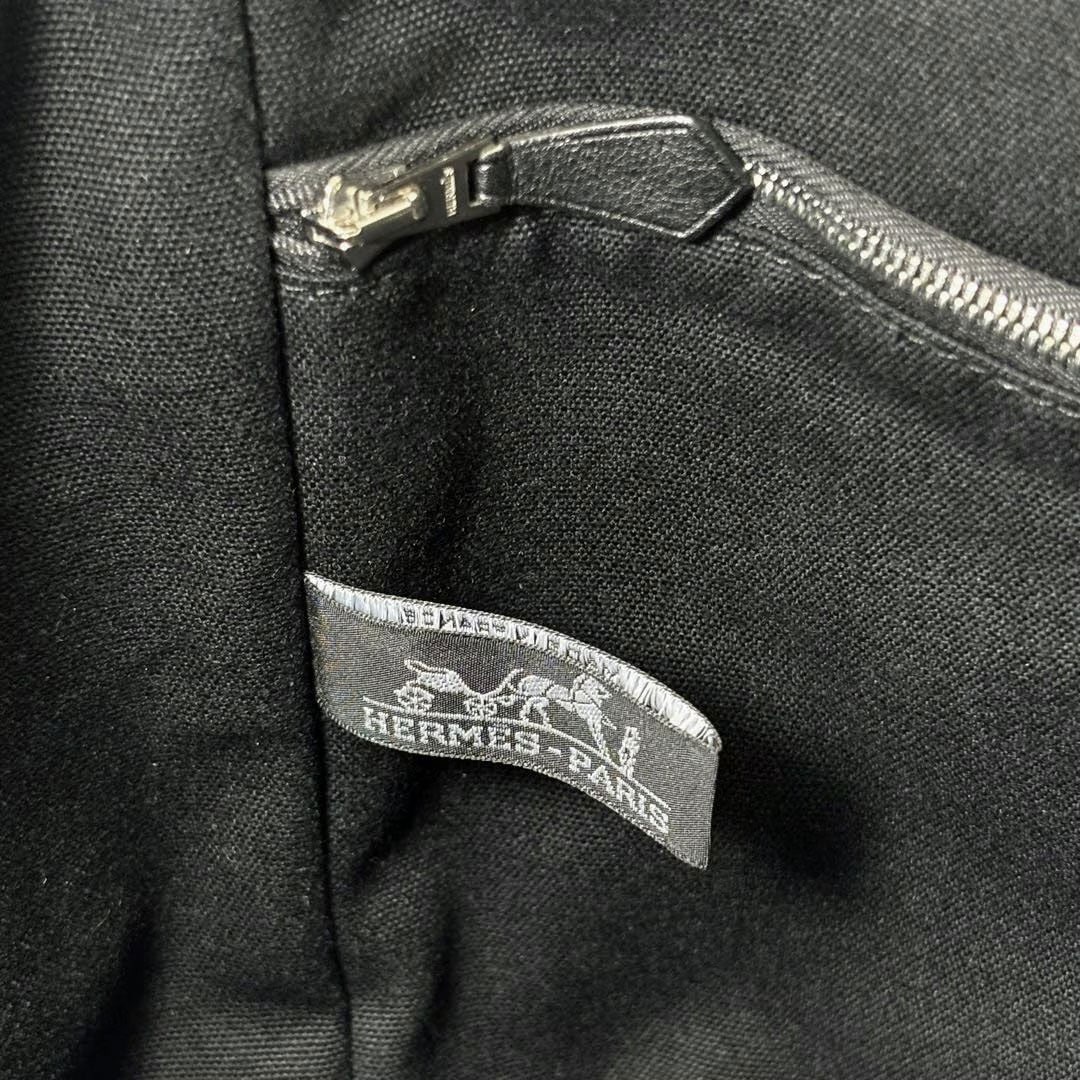 HERMES エルメス ハンドバッグ サクソーMM トワルアッシュ キャンバス グレー系 ブラック