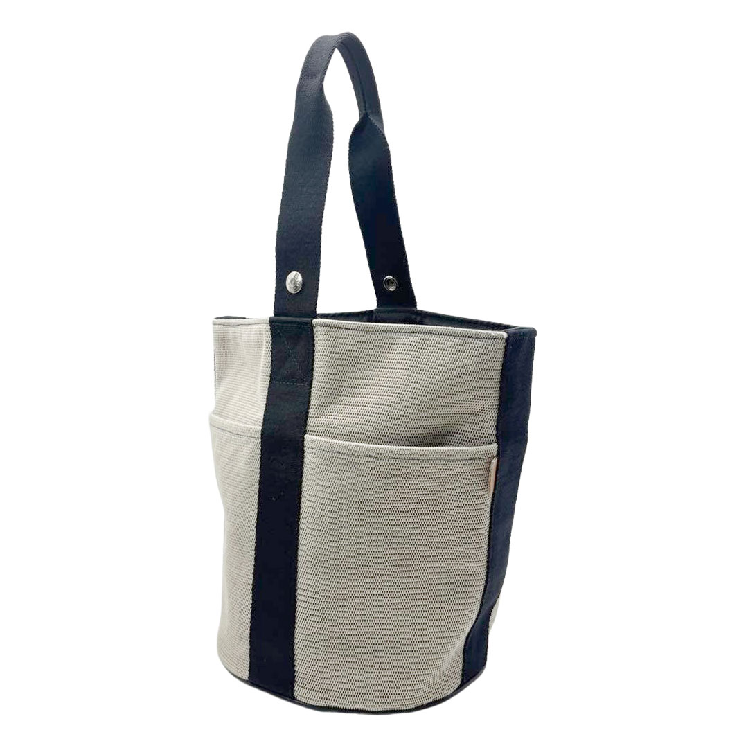 HERMES エルメス ハンドバッグ サクソーMM トワルアッシュ キャンバス グレー系 ブラック