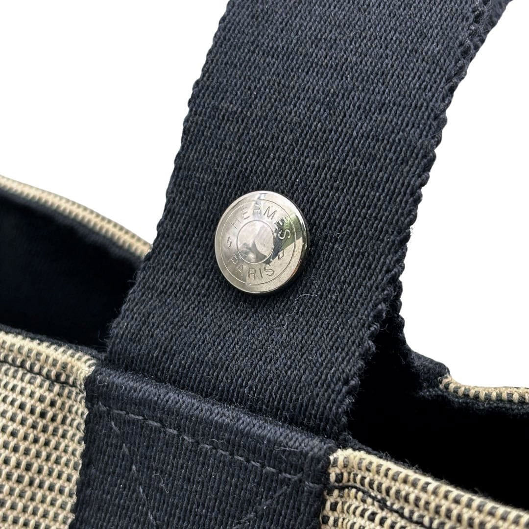 HERMES エルメス ハンドバッグ サクソーMM トワルアッシュ キャンバス グレー系 ブラック