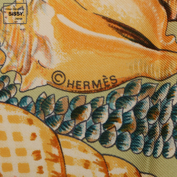 ■エルメス■ カレ90 スカーフ「ROCAILLE」シルク 黄緑 オリーブ系 マルチカラー 【HERMES】