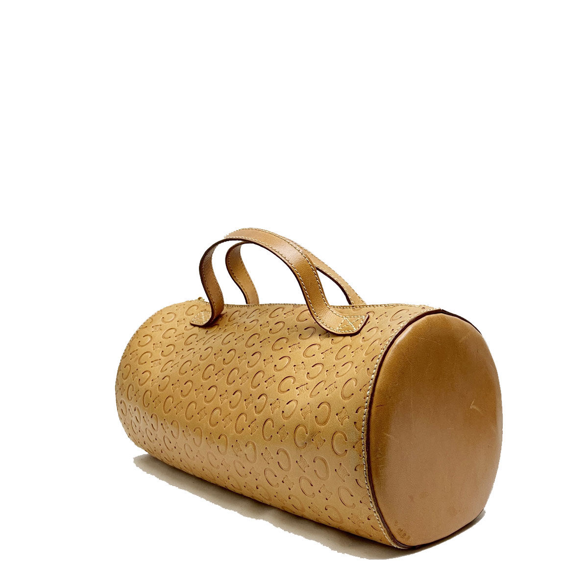 CELINE セリーヌ ハンドバッグ マカダム型押し ヌメ革 レザー ライトブラウン