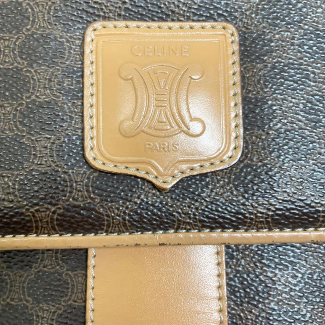 CELINE セリーヌ ショルダーバッグ マカダム PVC レザー ブラウン M13