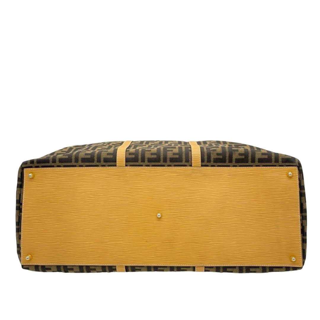 美品 フェンディ キャンバス ボストンバッグ ズッカ柄 ロゴ型押し ブラウン FENDI - オールド フェンディ ボストンバッグ ズッカ柄 FFロゴ