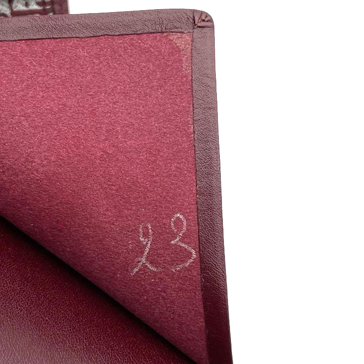 Christian Dior クリスチャンディオール 三つ折り財布 コンパクトウォレット レザー スエード ボルドー