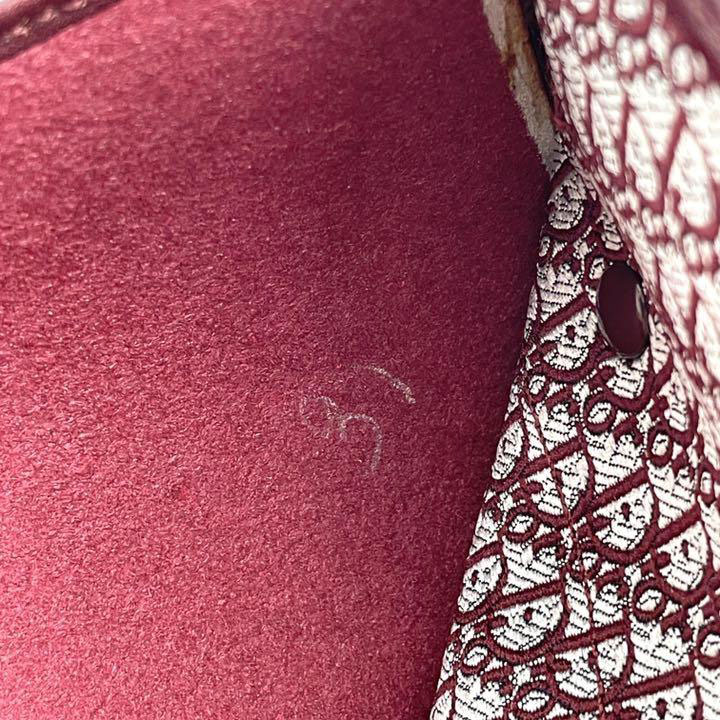 Christian Dior クリスチャンディオール 三つ折り財布 コンパクトウォレット レザー スエード ボルドー