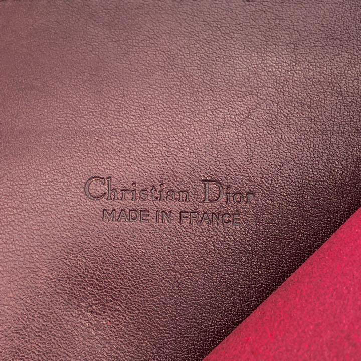 Christian Dior クリスチャンディオール 三つ折り財布 コンパクトウォレット レザー スエード ボルドー