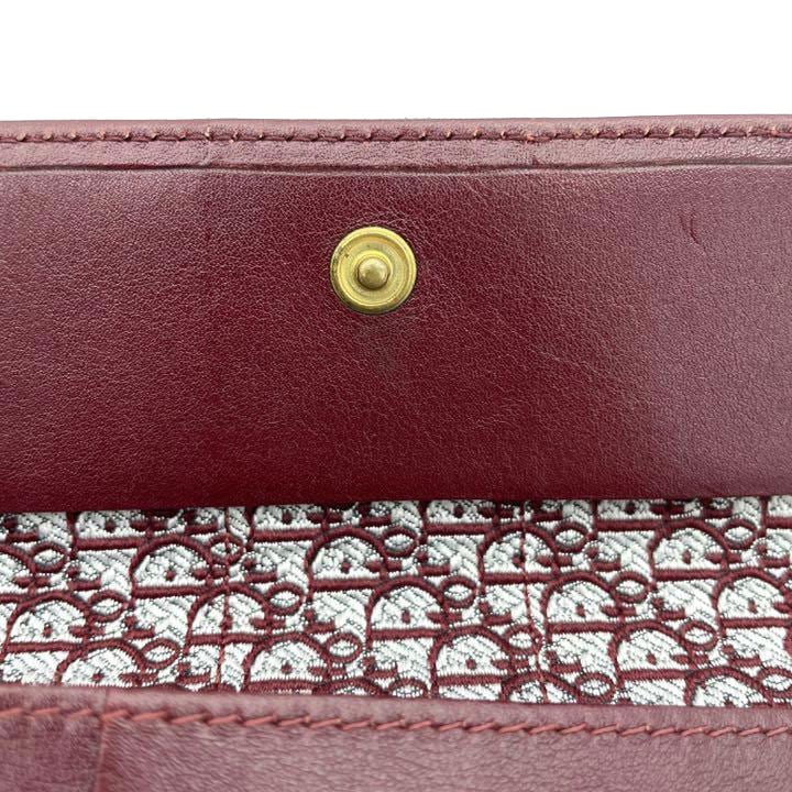 Christian Dior クリスチャンディオール 三つ折り財布 コンパクトウォレット レザー スエード ボルドー