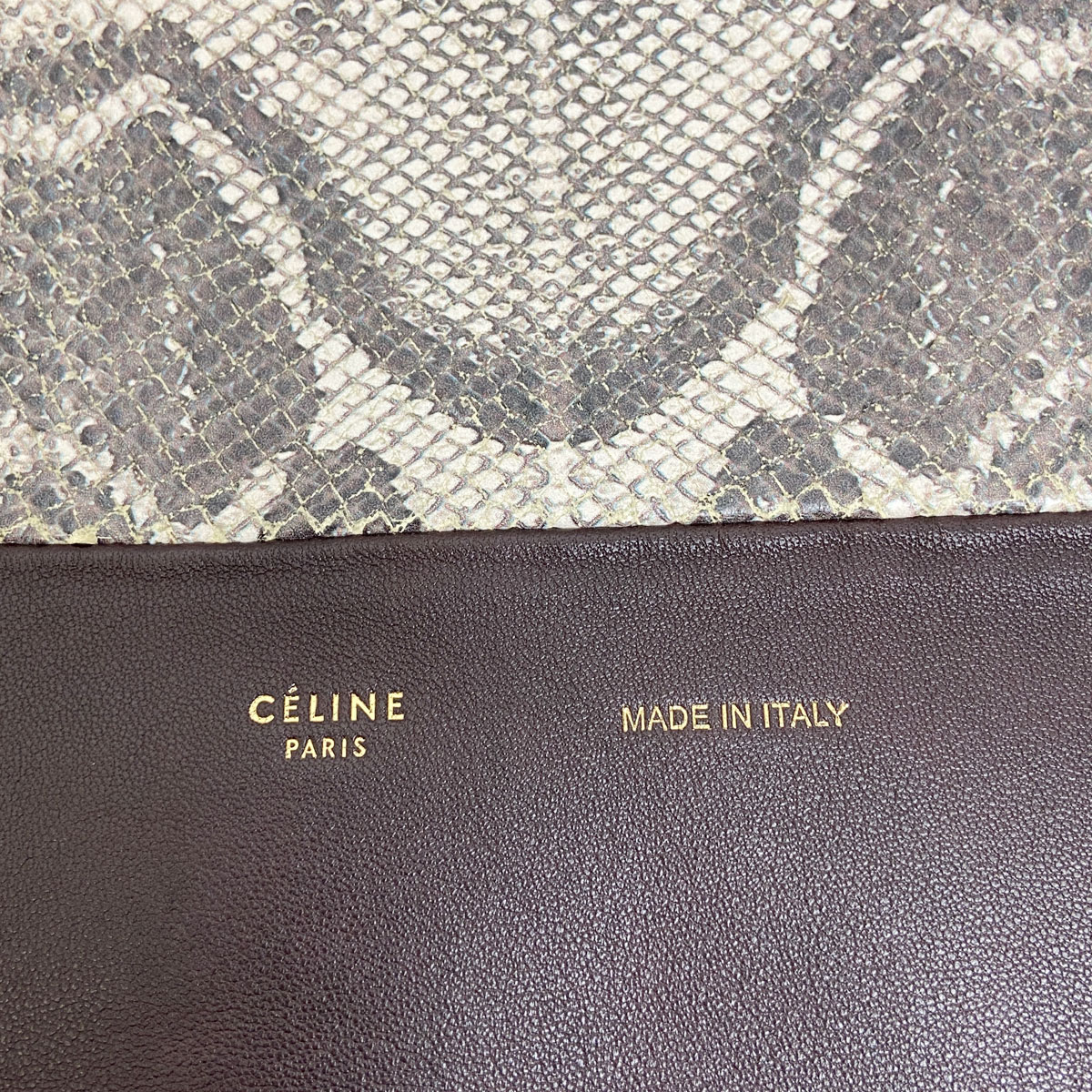 CELINE セリーヌ トートバッグ ホリゾンタルカバ パイソン型押し レザー ダークブラウン系