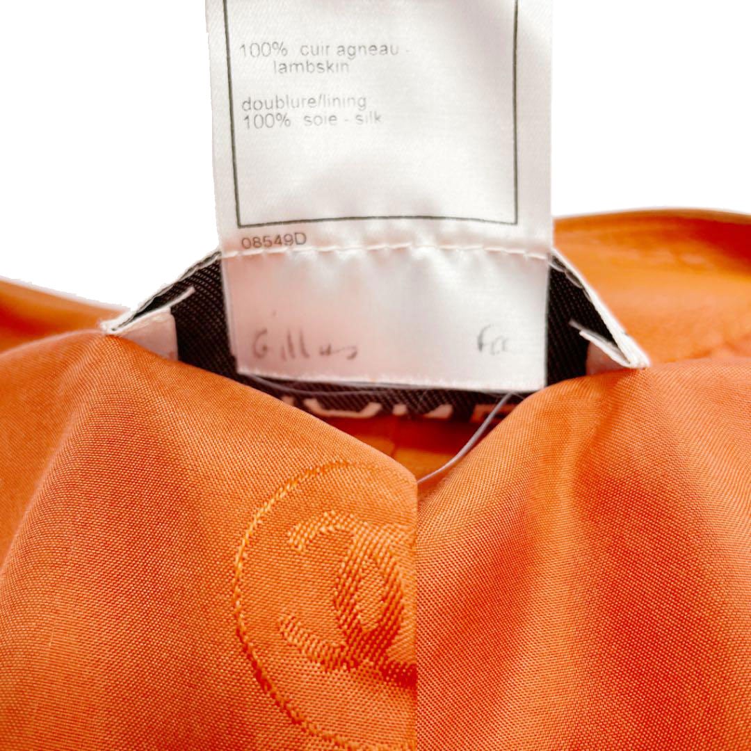 CHANEL シャネル レザージャケット ラムスキン 42 オレンジ 99P