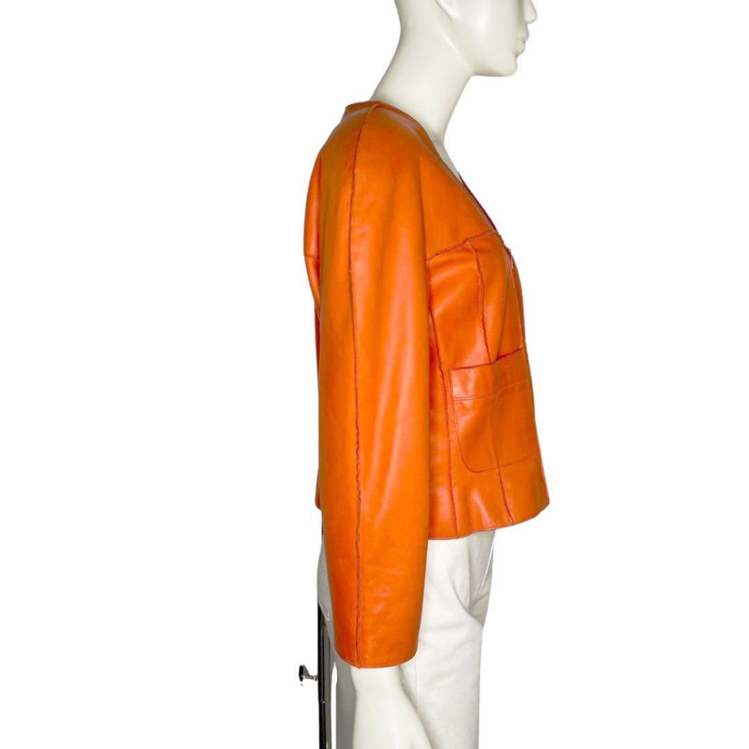CHANEL シャネル レザージャケット ラムスキン 42 オレンジ 99P