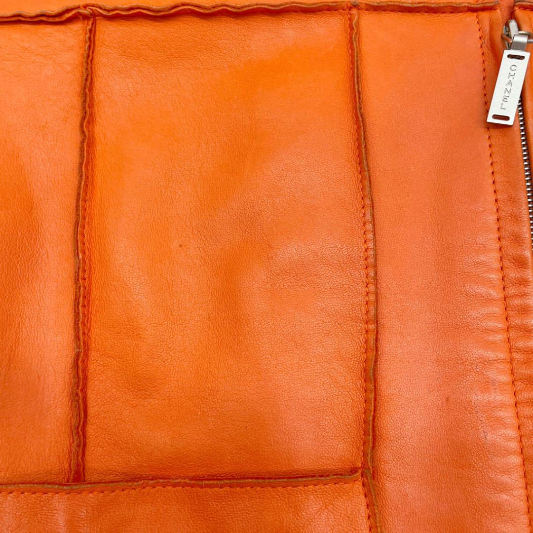 CHANEL シャネル レザージャケット ラムスキン 42 オレンジ 99P