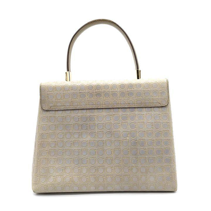 Salvatore Ferragamo サルヴァトーレフェラガモ ハンドバッグ ガンチーニ レザー グレー ゴールド金具