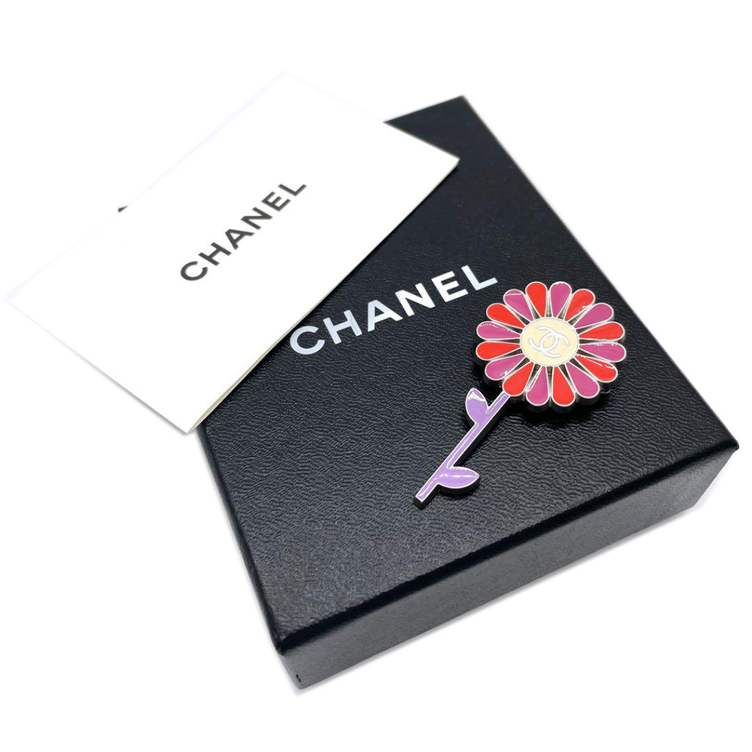 CHANEL シャネル ブローチ フラワーモチーフ ココマーク パープル ピンク シルバー 04P