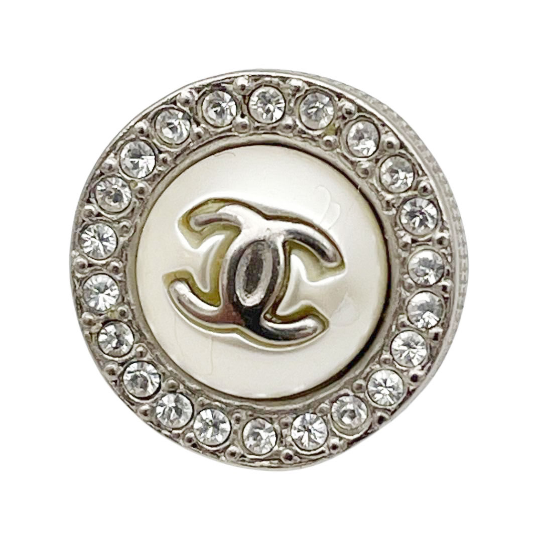 CHANEL シャネル ラウンドピアス ココマーク フェイクパール ラインストーン A18P ホワイト シルバー