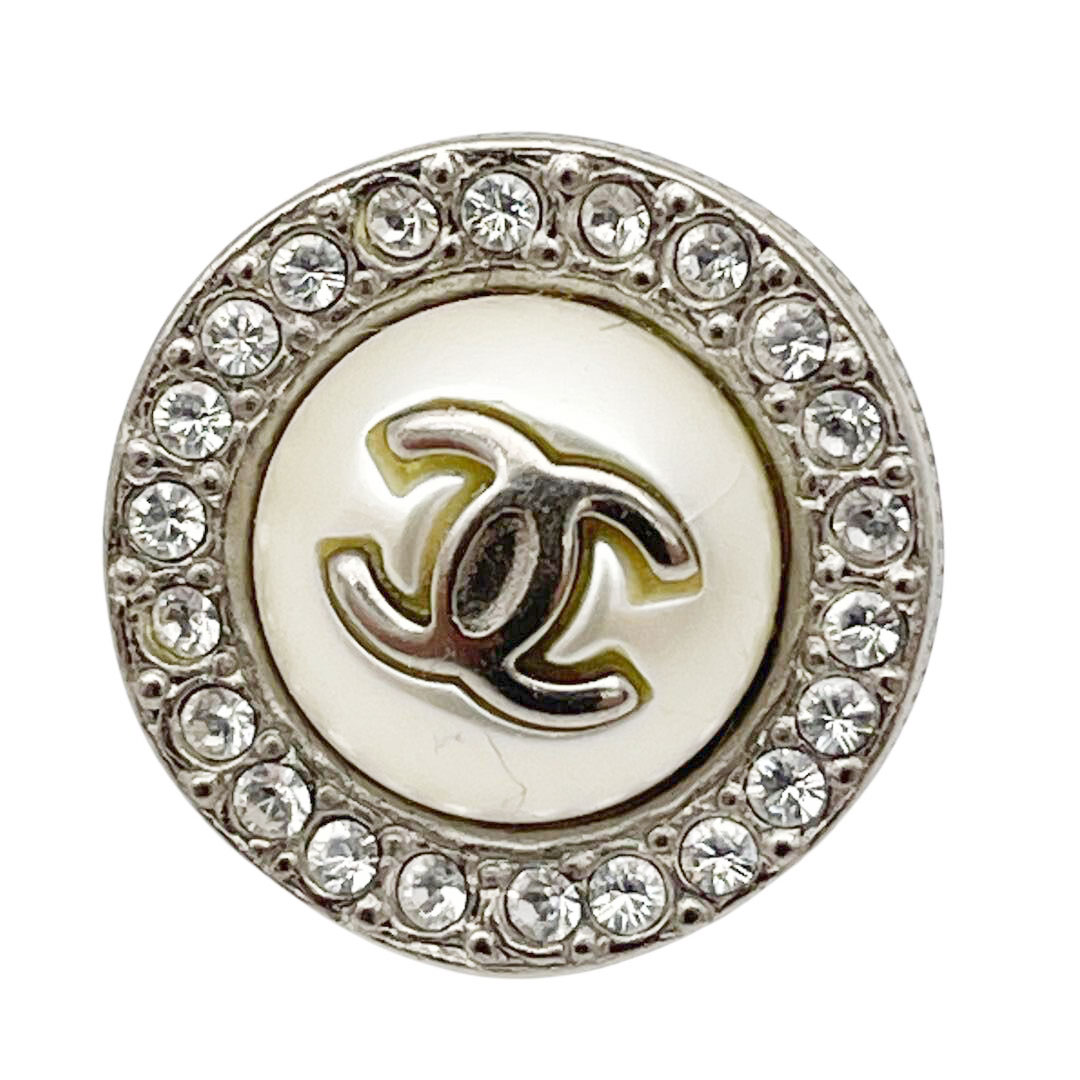 CHANEL シャネル ラウンドピアス ココマーク フェイクパール ラインストーン A18P ホワイト シルバー