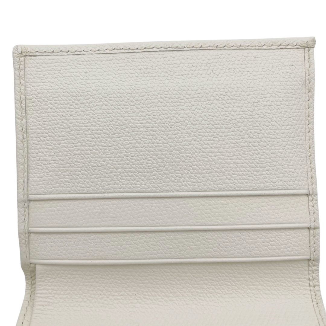 CHANEL シャネル Wホック コンパクト財布 ココマークボタン レザー オフホワイト 9番台