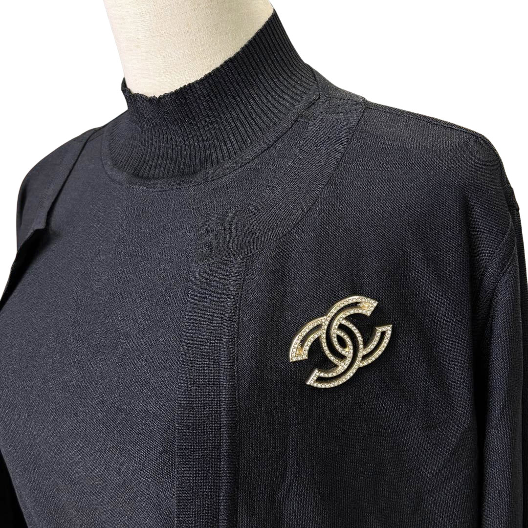 CHANEL シャネル ブローチ ココマーク ラインストーン F22V シャンパンゴールド