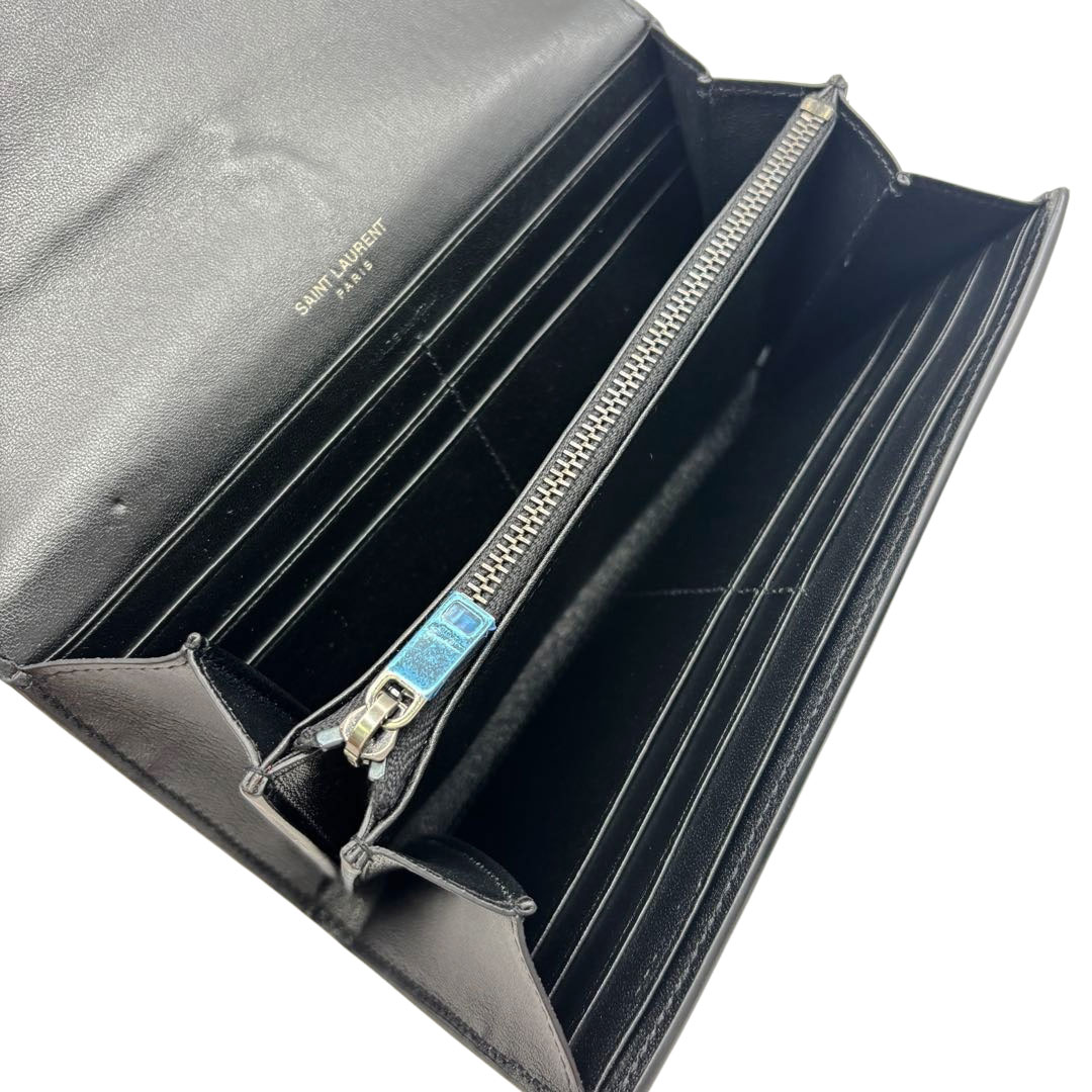 SAINT LAURENT PARIS サンローランパリ 二つ折り長財布 ドット×ローズ
