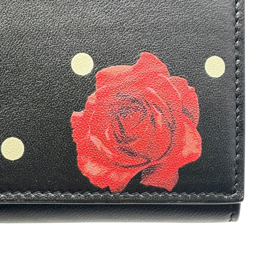 SAINT LAURENT PARIS サンローランパリ 二つ折り長財布 ドット×ローズ