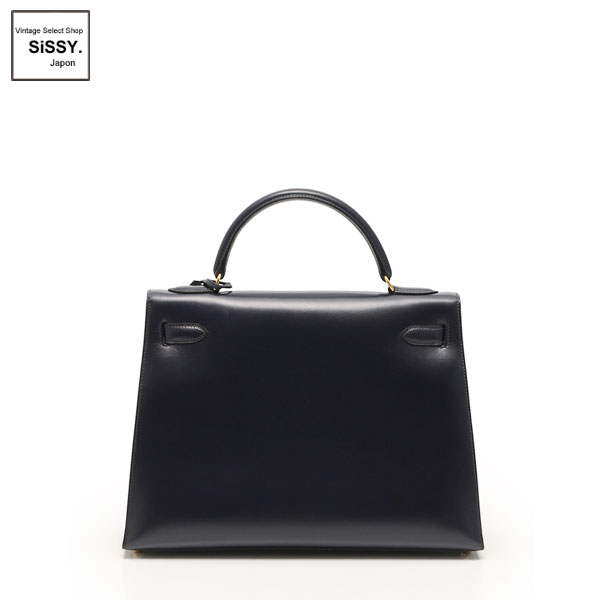 ■エルメス■ ケリー32 ハンドバッグ 2WAY ボックスカーフ ダークネイビー □C刻印 外縫い 【HERMES】