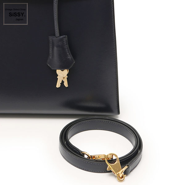 ■エルメス■ ケリー32 ハンドバッグ 2WAY ボックスカーフ ダークネイビー □C刻印 外縫い 【HERMES】