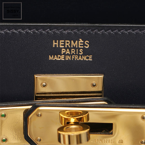 ■エルメス■ ケリー32 ハンドバッグ 2WAY ボックスカーフ ダークネイビー □C刻印 外縫い 【HERMES】