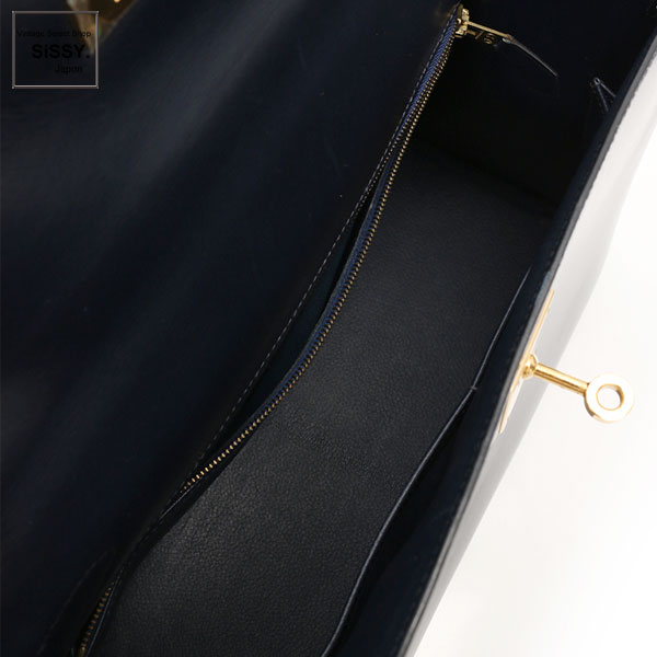 ■エルメス■ ケリー32 ハンドバッグ 2WAY ボックスカーフ ダークネイビー □C刻印 外縫い 【HERMES】