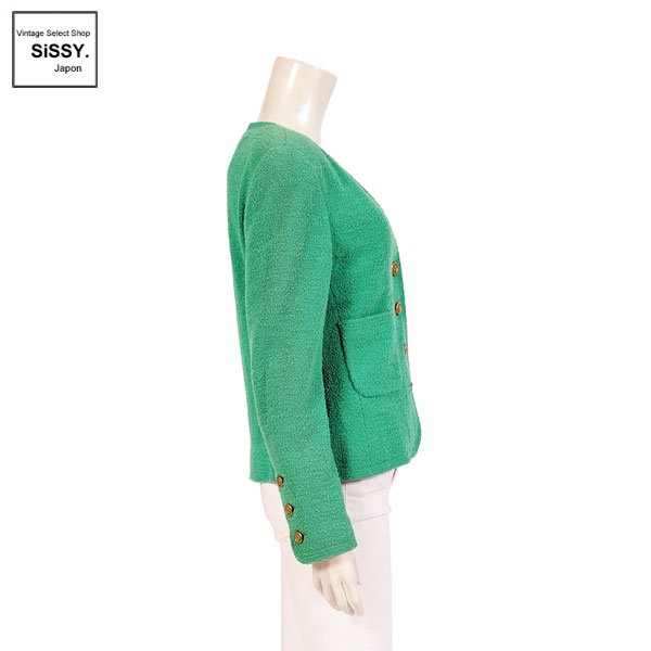 ■シャネル■ ツイードジャケット ウール グリーン 94A 40(M) 【CHANEL】