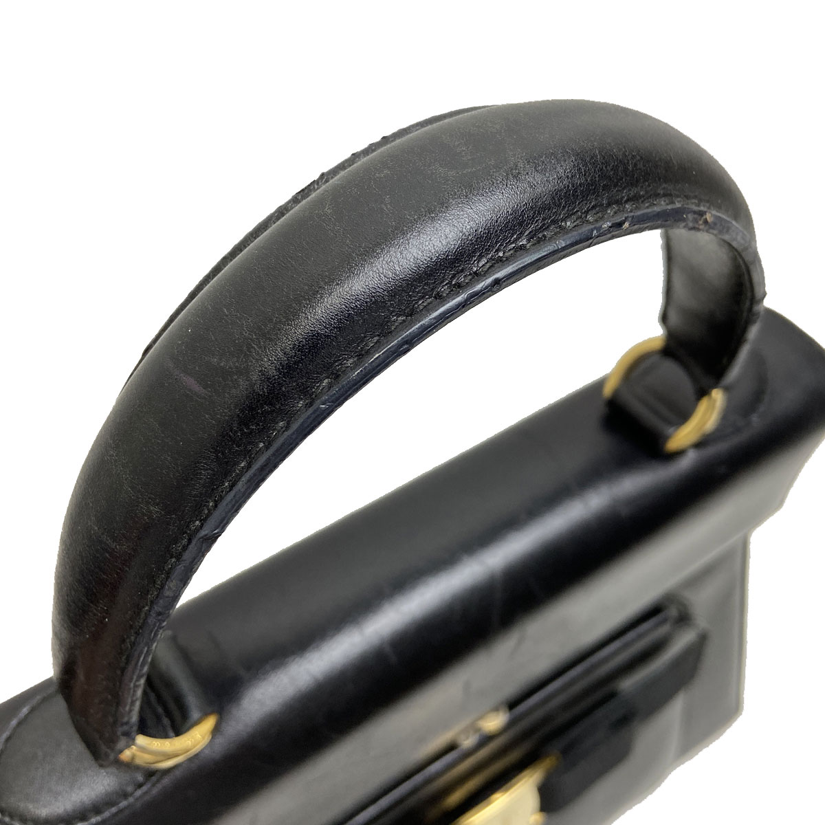 Salvatore Ferragamo サルヴァトーレ フェラガモ ヴァラ 2WAY ハンドバッグ ショルダーバッグ がま口 レザー ブラック ゴールド金具