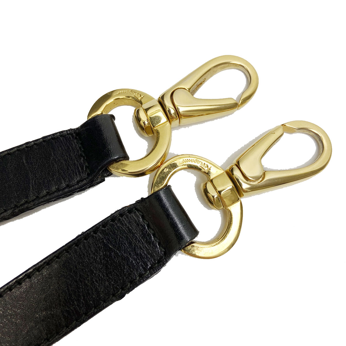 Salvatore Ferragamo サルヴァトーレ フェラガモ ヴァラ 2WAY ハンドバッグ ショルダーバッグ がま口 レザー ブラック ゴールド金具