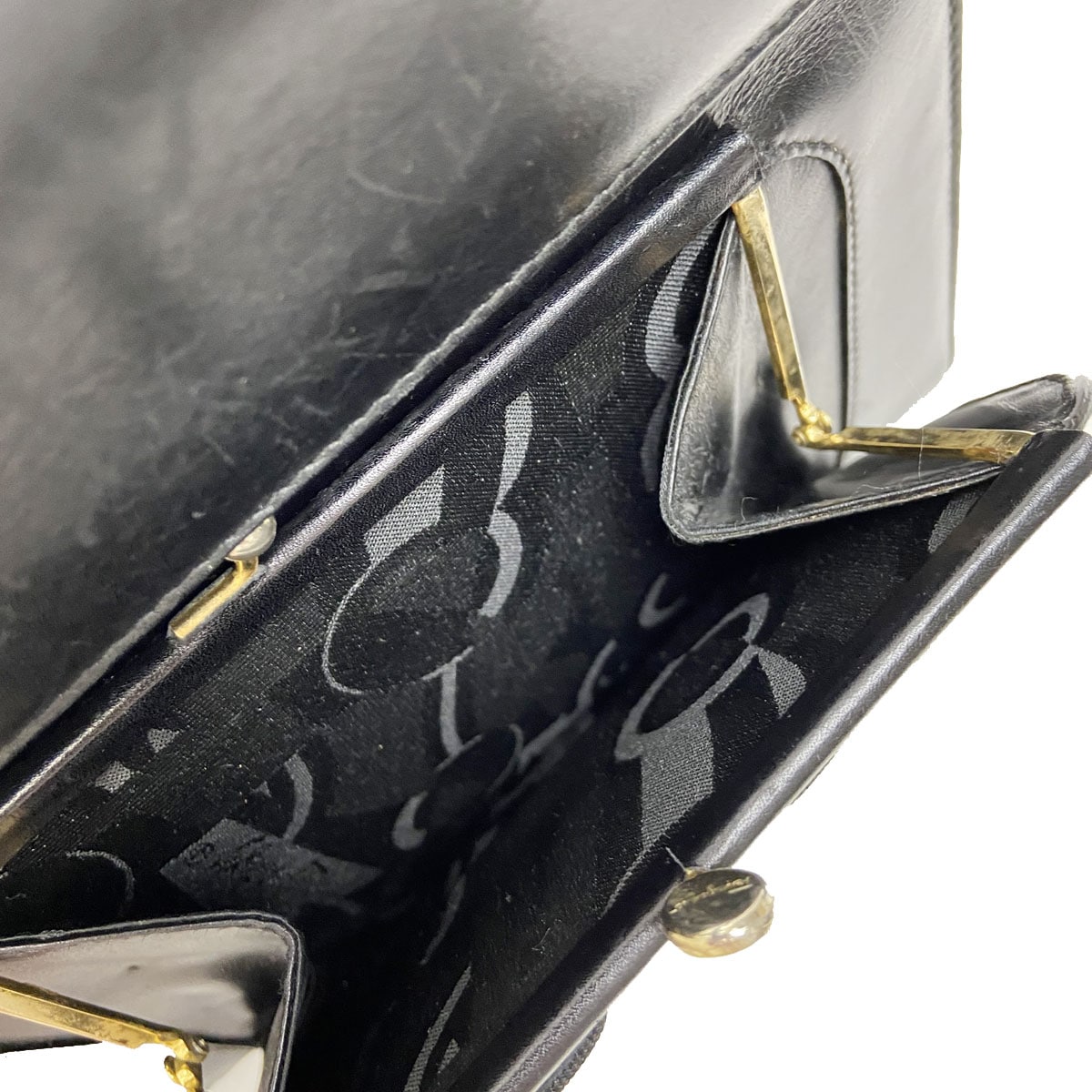 Salvatore Ferragamo サルヴァトーレ フェラガモ ヴァラ 2WAY ハンドバッグ ショルダーバッグ がま口 レザー ブラック ゴールド金具