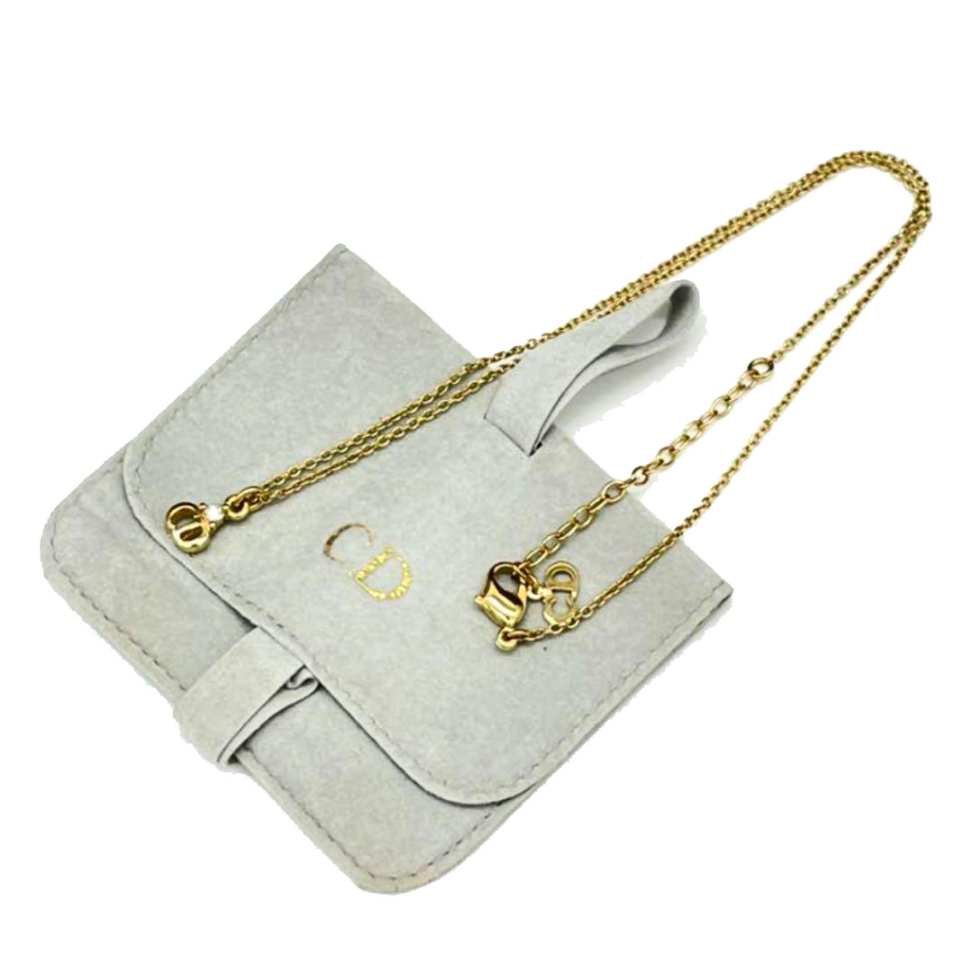 Christian Dior クリスチャン ディオール ネックレス CDロゴ ラインストーン ゴールド