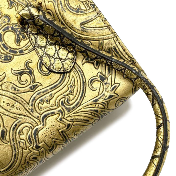 1円 ETRO エトロ PVC×レザー ペイズリー柄ハンドバッグ