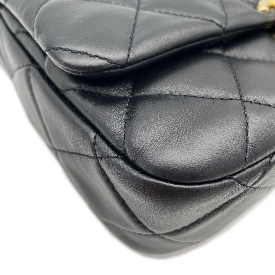 CHANEL シャネル マトラッセ チェーンショルダーバッグ スモール フラップバッグ ココマーク RFID ブラック ゴールド金具