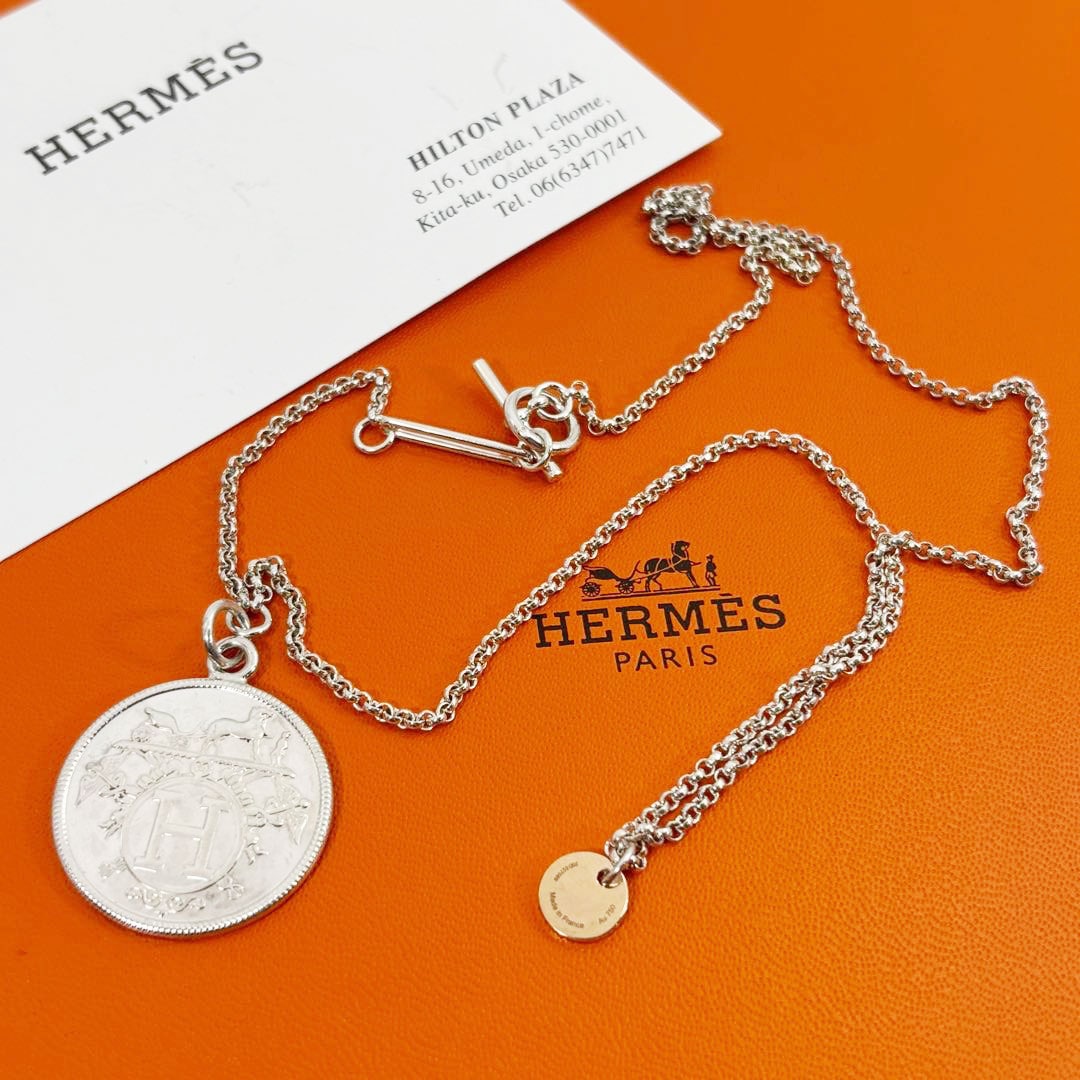 HERMES エルメス ネックレス エクスリブリスMM Ag925/Au750