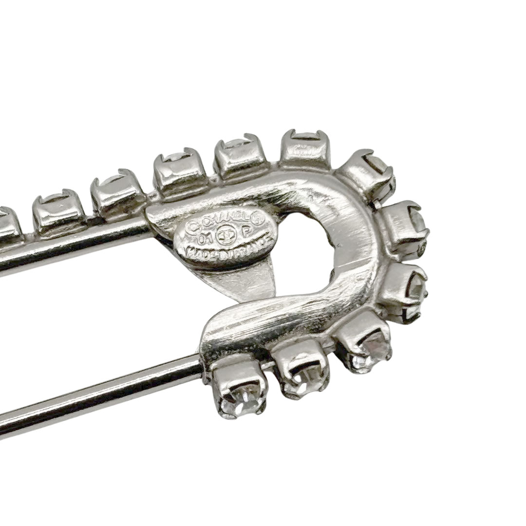 CHANEL シャネル ブローチ ダブル安全ピン ココマーク ラインストーン