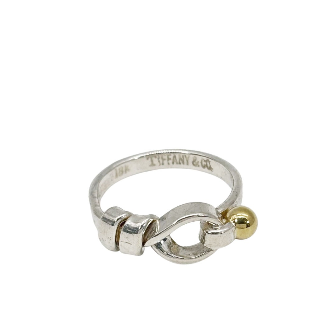 TIFFANY&Co. ティファニー フック&アイ ラブノットリング 指輪 約10号 925/18K シルバー/イエローゴールド 2.9g