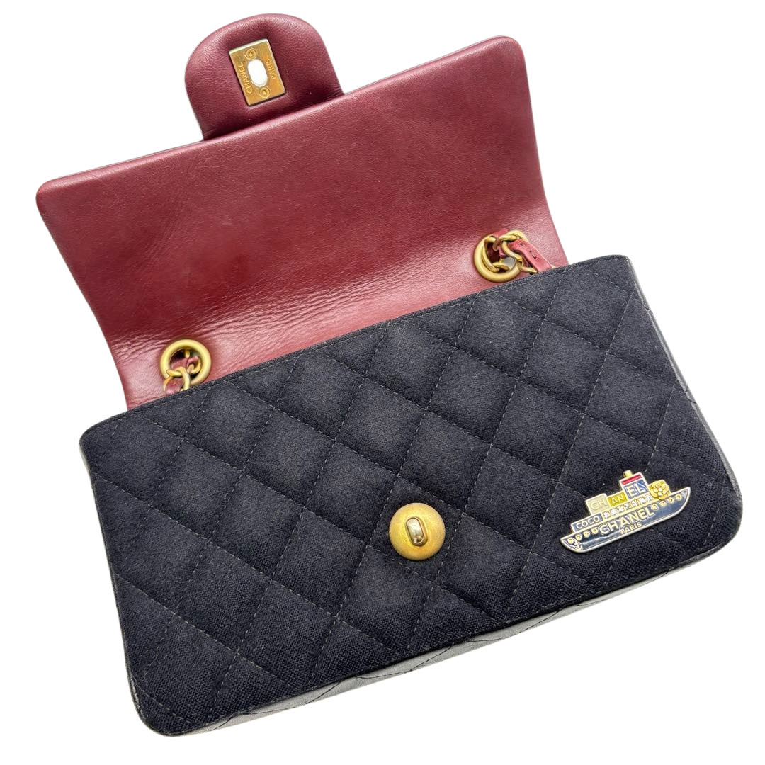 CHANEL シャネル ミニマトラッセ20 チェーンショルダーバッグ 2018メティエダール ウール/レザー ブラック/ゴールド金具 26番台