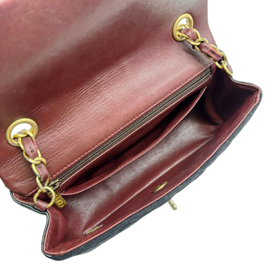 CHANEL シャネル ミニマトラッセ20 チェーンショルダーバッグ 2018メティエダール ウール/レザー ブラック/ゴールド金具 26番台