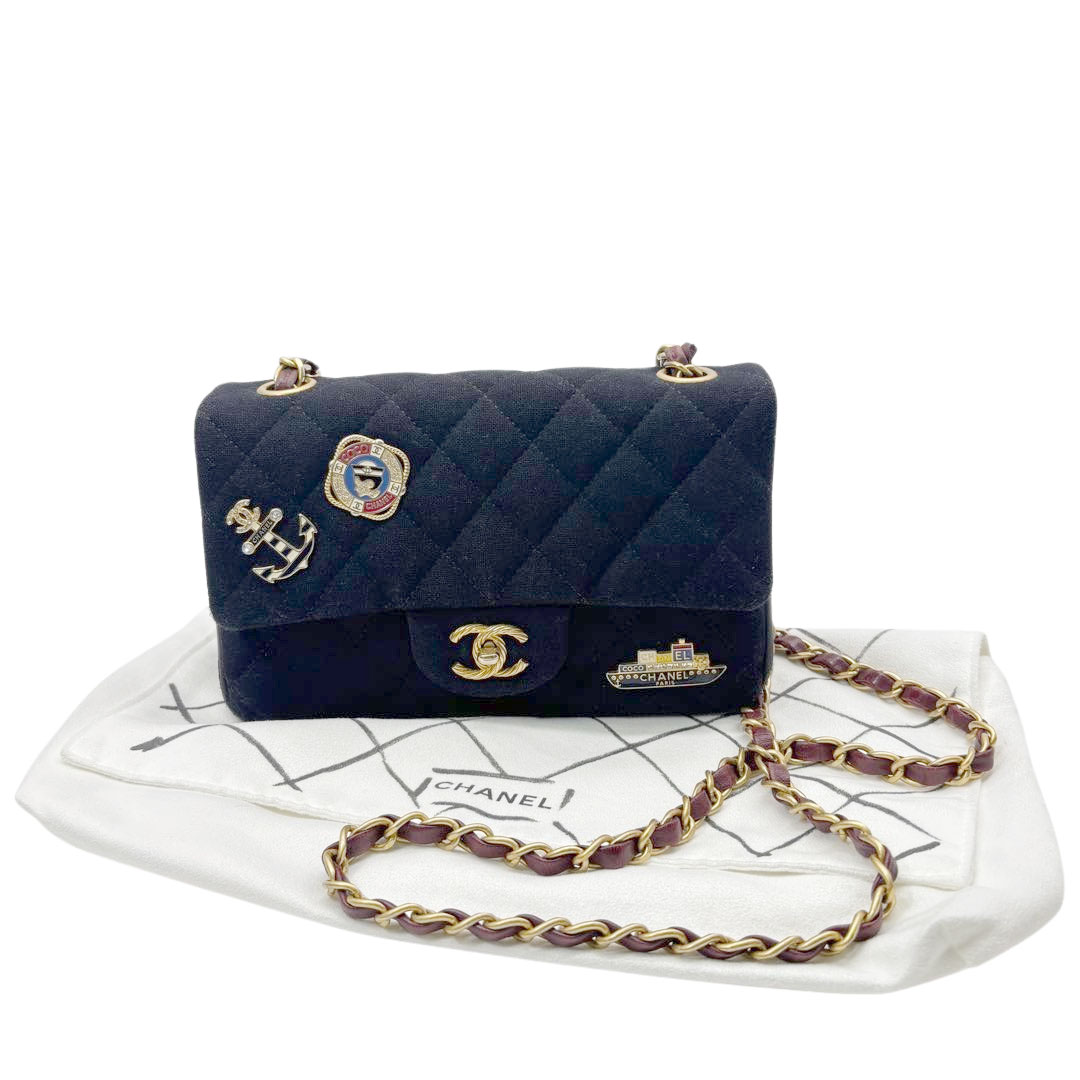 CHANEL シャネル ミニマトラッセ20 チェーンショルダーバッグ 2018メティエダール ウール/レザー ブラック/ゴールド金具 26番台