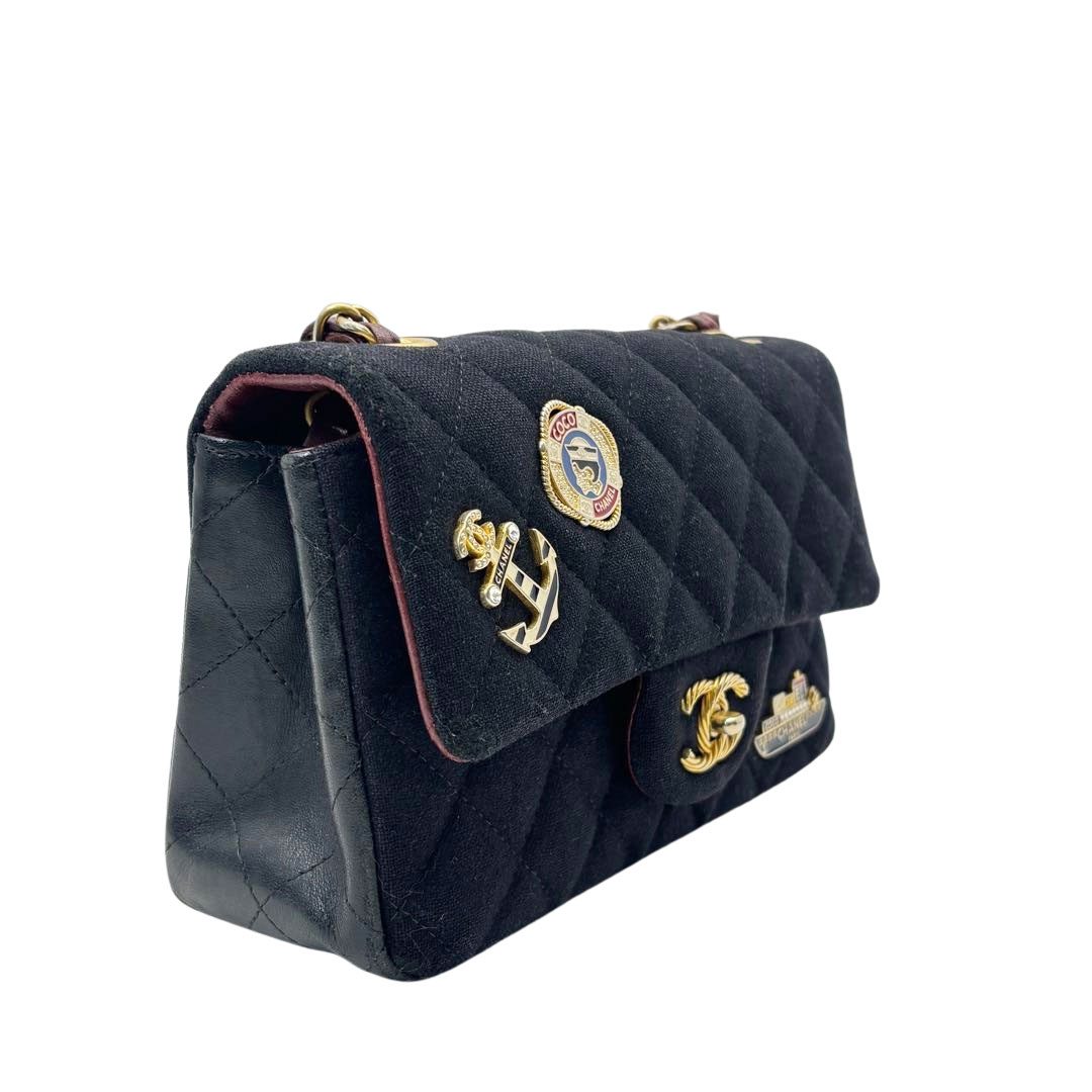 CHANEL シャネル ミニマトラッセ20 チェーンショルダーバッグ 2018メティエダール ウール/レザー ブラック/ゴールド金具 26番台