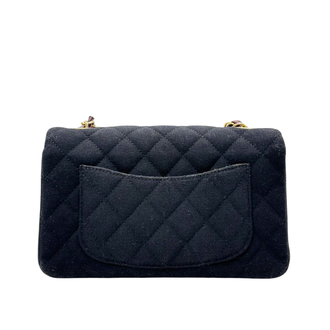 CHANEL シャネル ミニマトラッセ20 チェーンショルダーバッグ 2018メティエダール ウール/レザー ブラック/ゴールド金具 26番台