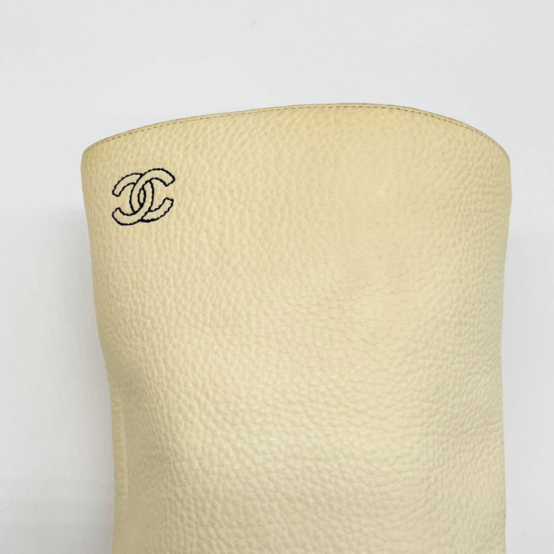 CHANEL シャネル ロングブーツ ココマーク レザー バイカラー アイボリー ブラック 35 1/2C（約22.5cm）