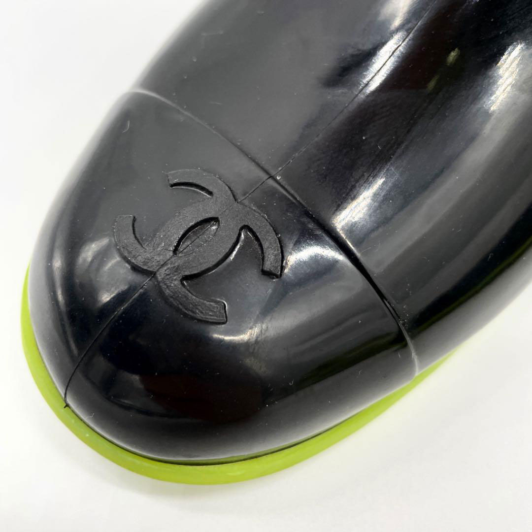 CHANEL シャネル レインブーツ 長靴 ココマーク ラバー ブラック グリーン 38(約25cm)