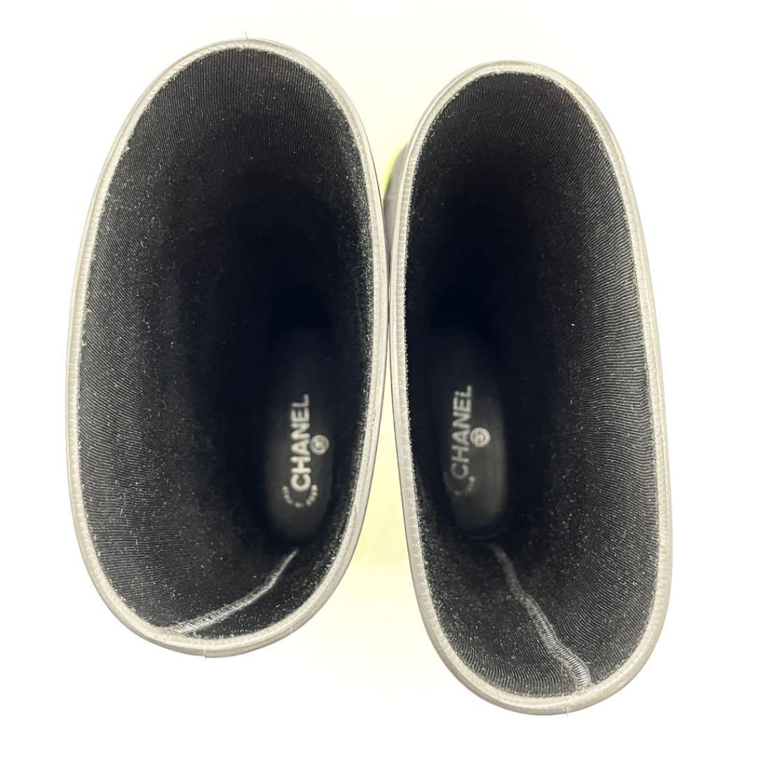 CHANEL シャネル レインブーツ 長靴 ココマーク ラバー ブラック グリーン 38(約25cm)