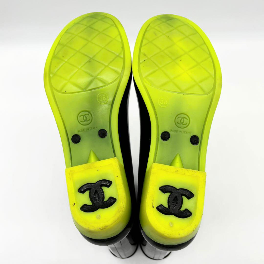 CHANEL シャネル レインブーツ 長靴 ココマーク ラバー ブラック グリーン 38(約25cm)
