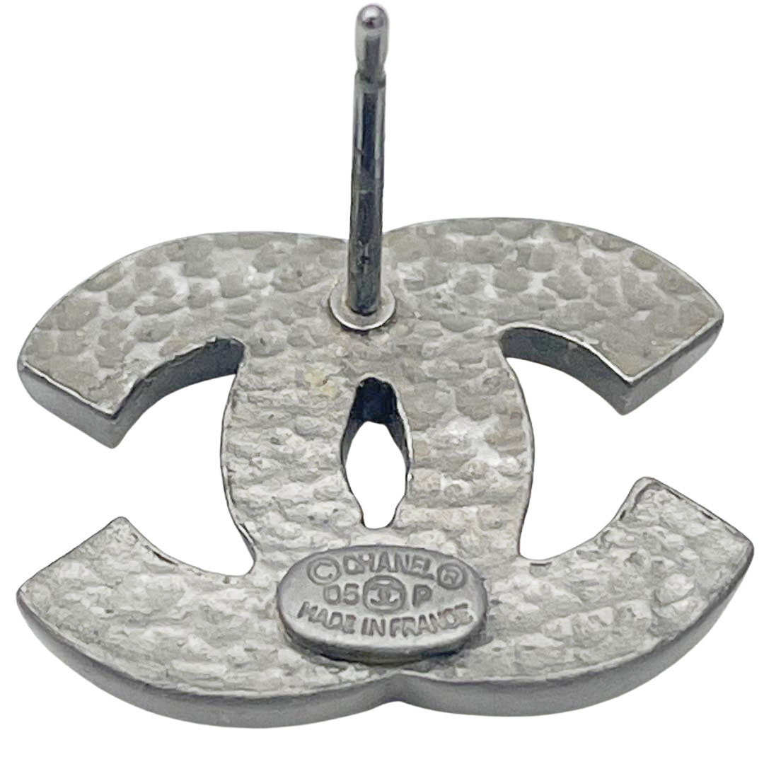 CHANEL シャネル ピアス ココマーク ラインストーン 05P ブラック アイボリー シルバー